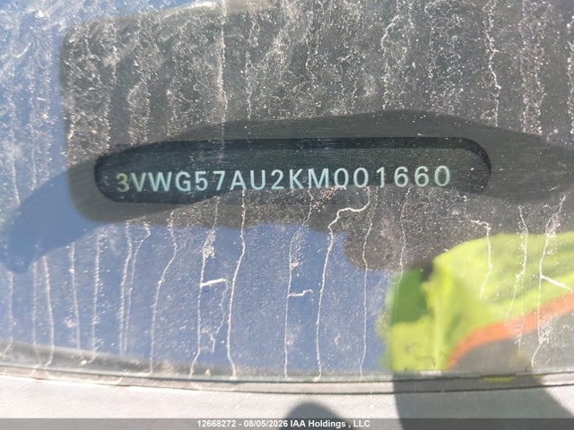 3VWG57AU2KM001660 Volkswagen Golf
