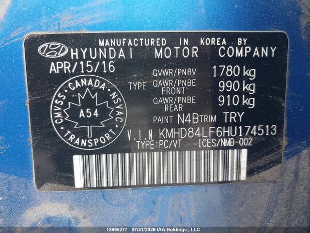 Продаж на аукціоні авто 2017 Hyundai Elantra Se/value/limited, vin: KMHD84LF6HU174513, номер лоту: 12668277