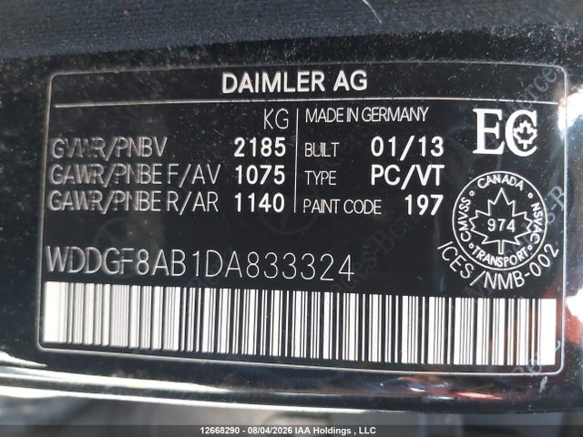 Aukcja sprzedaży 2013 Mercedes-benz C 300, vin: WDDGF8AB1DA833324, numer aukcji: 12668290