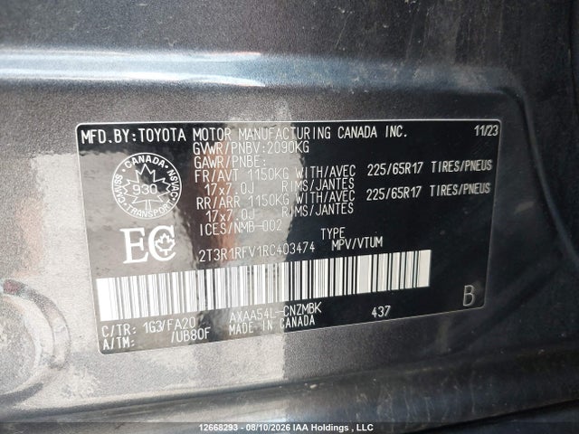 Продаж на аукціоні авто 2024 Toyota Rav4 Xle, vin: 2T3R1RFV1RC403474, номер лоту: 12668293