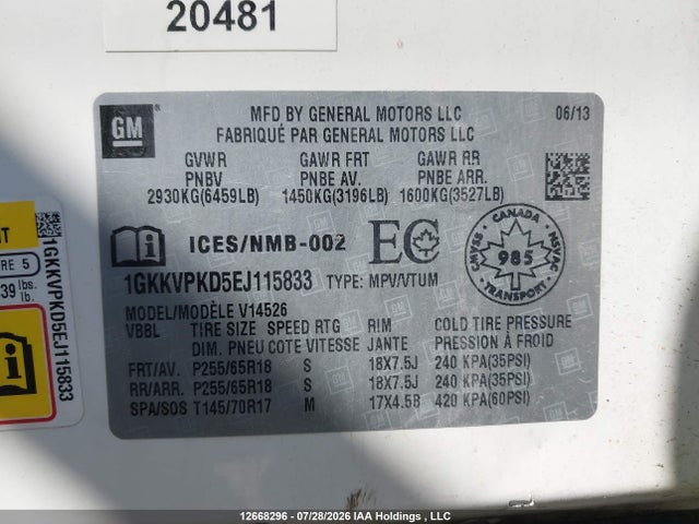 GMC ACADIA SLE 2014 1GKKVPKD5EJ115833 Image 19