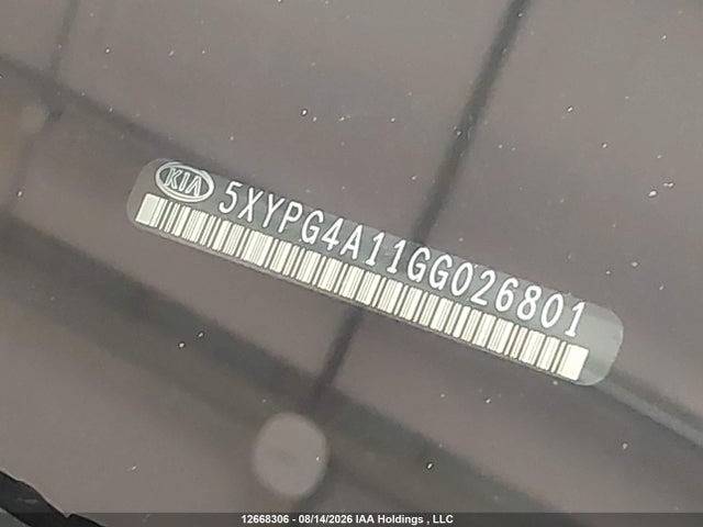 Auction sale of the 2016 Kia Sorento 2.0l Lx+, vin: 5XYPG4A11GG026801, lot number: 12668306