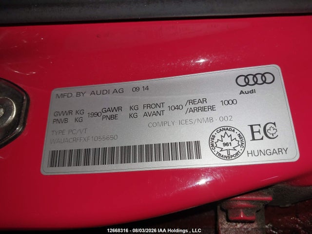 WAUACRFFXF1055650 Audi A3
