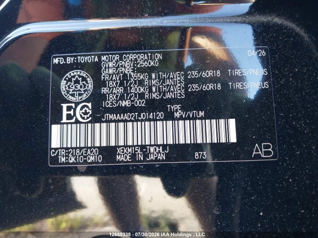 JTMAAAAD2TJ014120 Toyota C-hr Xse Awd