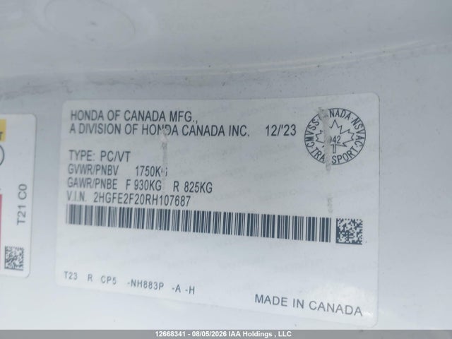 Honda Civic Lx 2024 2HGFE2F20RH107687 Image 9