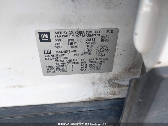 Chevrolet TRAX 1LT 2021 KL7CJPSB2MB310515 Image 9