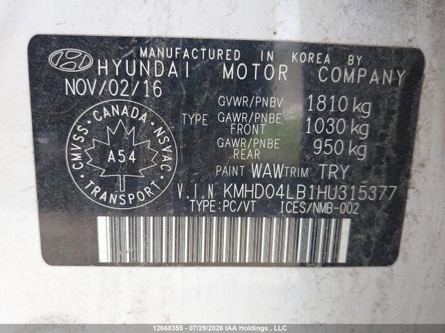 Hyundai Elantra 2017 KMHD04LB1HU315377 Image 9