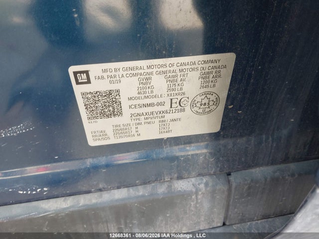 Chevrolet EQUINOX 1LT 2019 2GNAXUEVXK6212188 Image 20