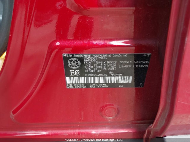 2T3BFREV5JW818322 Toyota RAV4 LE