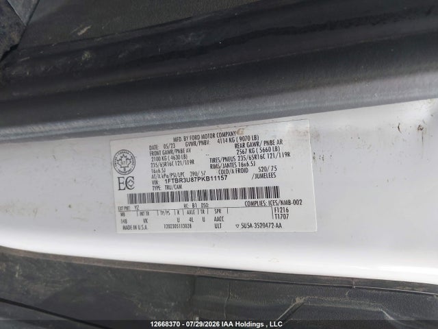 Ford Transit T-250 2023 1FTBR3U87PKB11157 Image 9