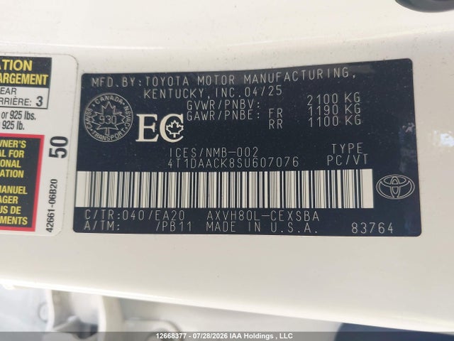 4T1DAACK8SU607076 Toyota Camry Xse/xle/le/se