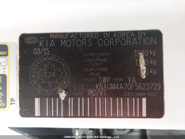 KIA Optima Lx 2015 KNAGM4A70F5623729 Image 9