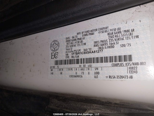 Ford Transit T-250 2025 1FTBR1C8XSKA81277 Image 9