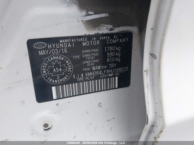 Aukcja sprzedaży 2017 Hyundai Elantra Gls, vin: KMHD84LF8HU188025, numer aukcji: 12668445