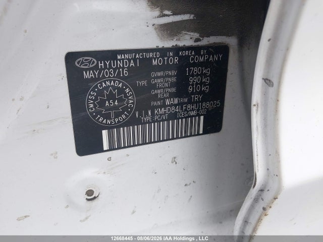 Aukcja sprzedaży 2017 Hyundai Elantra Gls, vin: KMHD84LF8HU188025, numer aukcji: 12668445