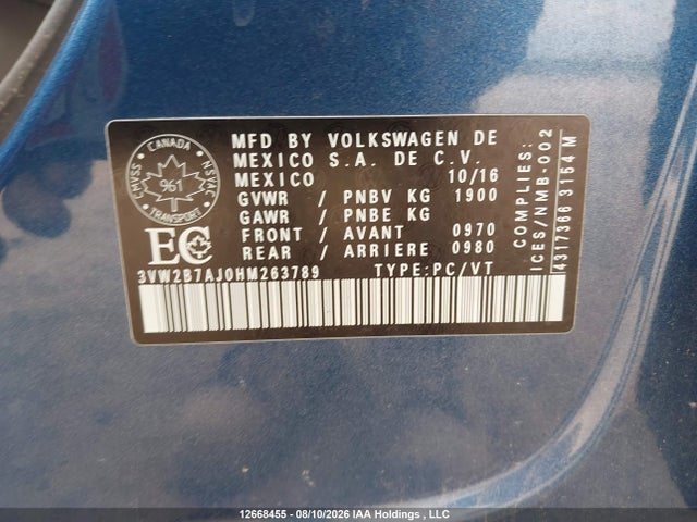 3VW2B7AJ0HM263789 Volkswagen Jetta 1.4 Tsi Trendline+