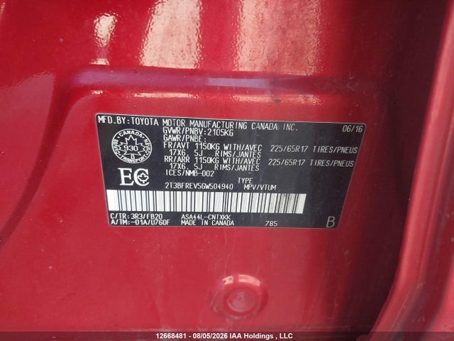 Toyota RAV4 LE 2016 2T3BFREV5GW504940 Image 9