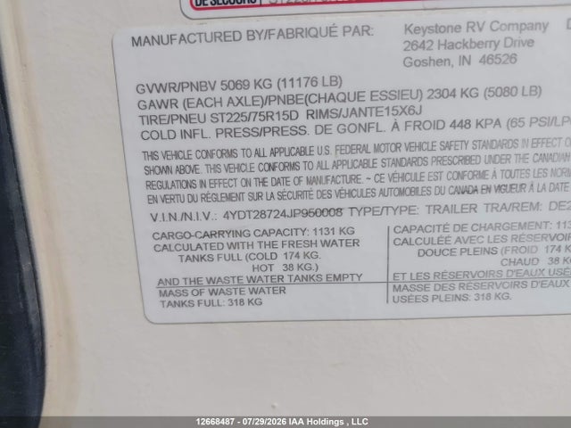 Keystone Other 2018 4YDT28724JP950008 Image 9