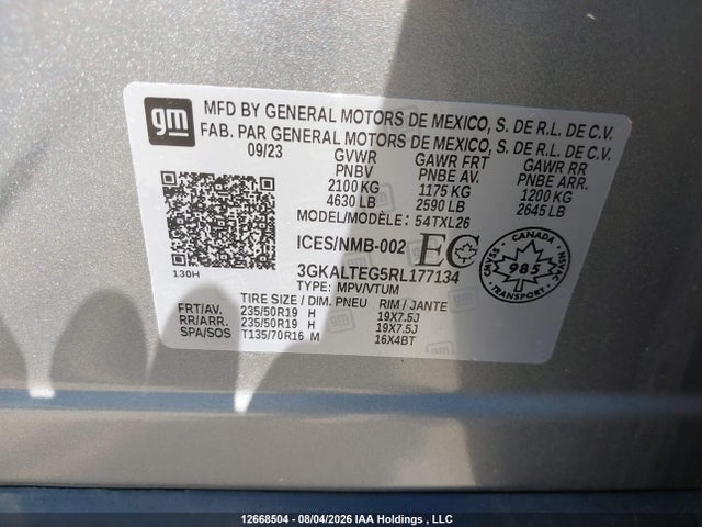 Aukcja sprzedaży 2024 Gmc Terrain, vin: 3GKALTEG5RL177134, numer aukcji: 12668504