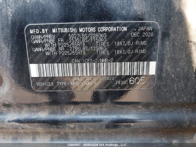 Продаж на аукціоні авто 2020 Mitsubishi Outlander Limited Edition/se/sel, vin: JA4JZ3AX7LZ615422, номер лоту: 12668507