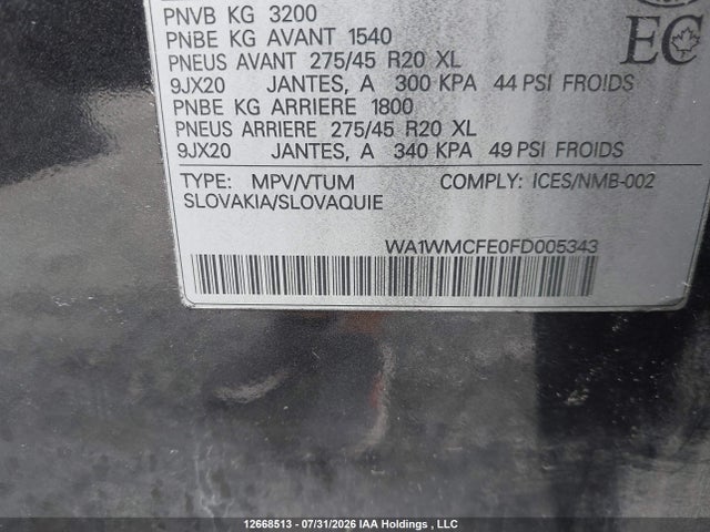 2015 Audi Q7 Tdi/prestige მანქანა იყიდება აუქციონზე, vin: WA1WMCFE0FD005343, აუქციონის ნომერი: 12668513
