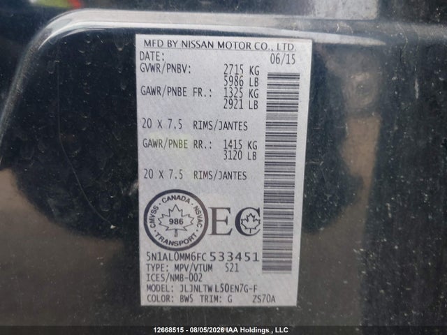 5N1AL0MM6FC533451 Infiniti QX60