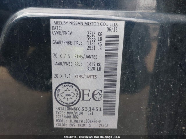 5N1AL0MM6FC533451 Infiniti QX60
