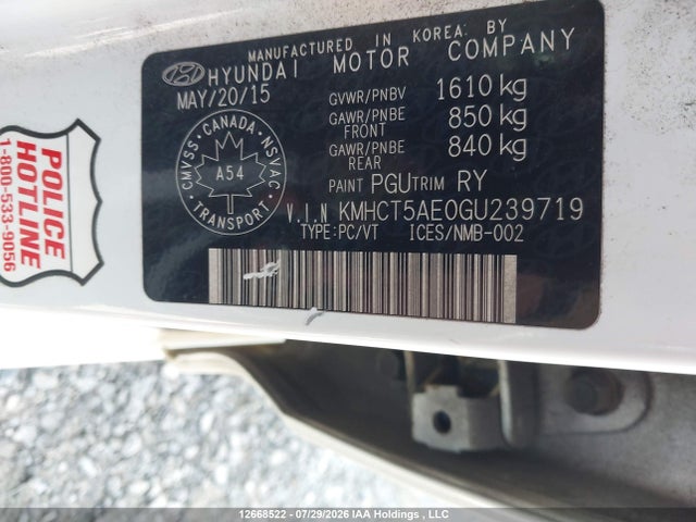 Hyundai ACCENT GL 2016 KMHCT5AE0GU239719 Image 9