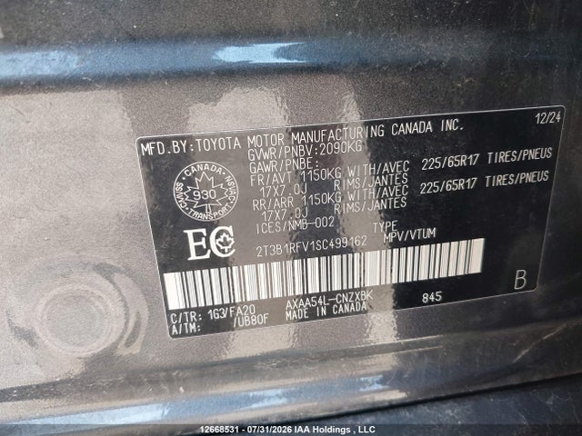 Toyota RAV4 LE 2025 2T3B1RFV1SC499162 Image 9