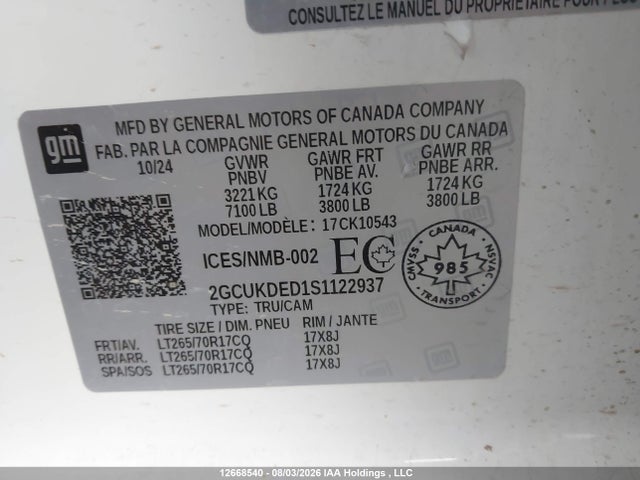 Chevrolet Silverado K1500 Lt 2025 2GCUKDED1S1122937 Image 9