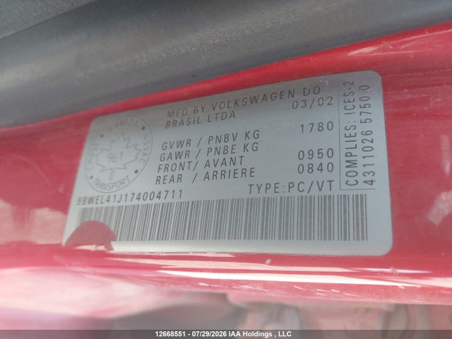 Aukcja sprzedaży 2007 Volkswagen City Golf, vin: 9BWEL41J174004711, numer aukcji: 12668551