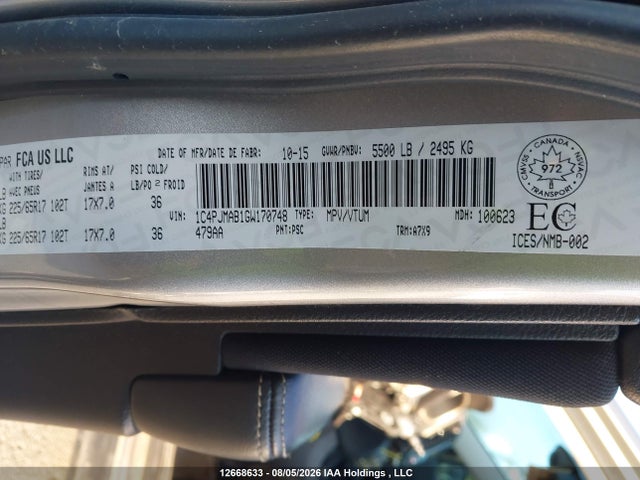 1C4PJMAB1GW170748 Jeep Cherokee Sport