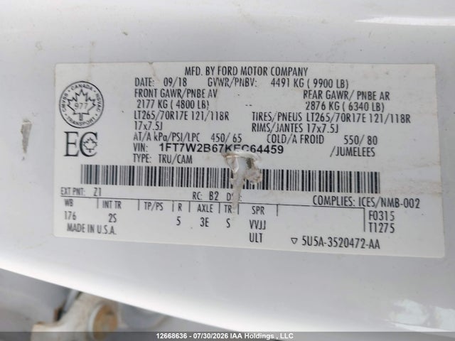 Ford F-250 Xlt 2019 1FT7W2B67KEC64459 Image 18