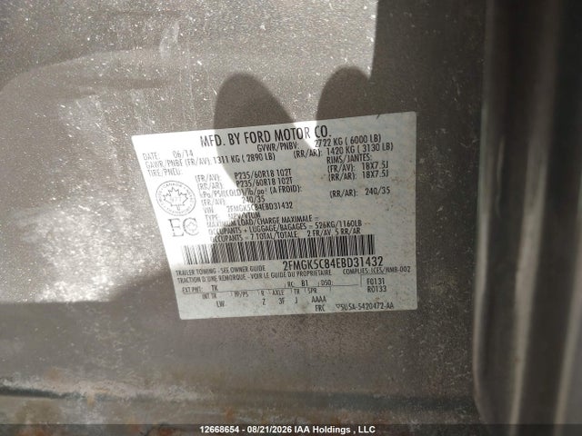 Auction sale of the 2014 Ford Flex Sel, vin: 2FMGK5C84EBD31432, lot number: 12668654