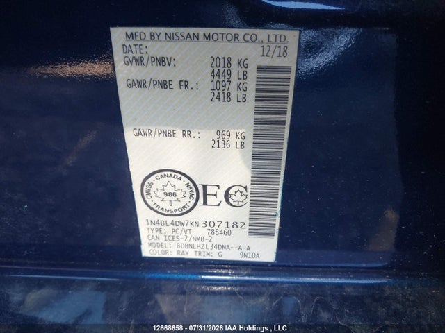 Nissan Altima 2019 1N4BL4DW7KN307182 Image 9