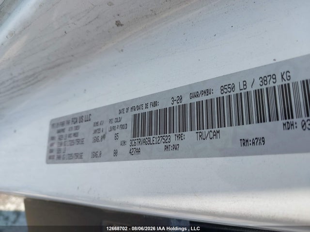 Продажа на аукционе авто 2020 Ram Promaster 1500 Low Roof 136 In. Wb, vin: 3C6TRVAG9LE127523, номер лота: 12668702