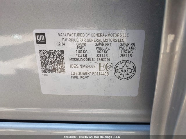 12668709 :رقم المزاد ، 1G6DU5RK1S0114408 vin ، 2025 Cadillac Ct5 Sport مزاد بيع