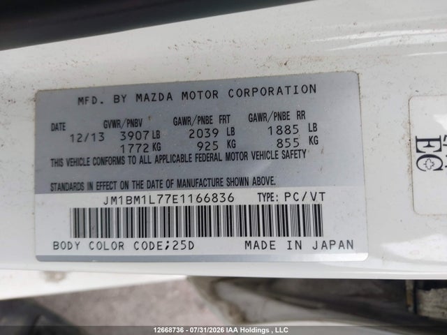 Продаж на аукціоні авто 2014 Mazda Mazda3 Gs-sky, vin: JM1BM1L77E1166836, номер лоту: 12668736