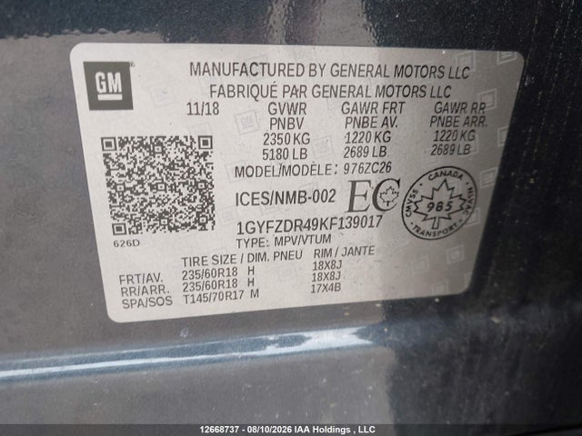 Продажа на аукционе авто 2019 Cadillac Xt4, vin: 1GYFZDR49KF139017, номер лота: 12668737