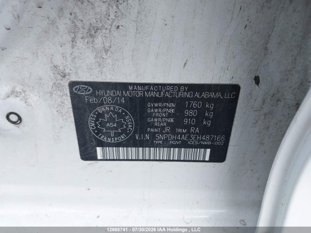 Продажа на аукционе авто 2014 Hyundai Elantra Se/sport/limited, vin: 5NPDH4AE3EH487166, номер лота: 12668741