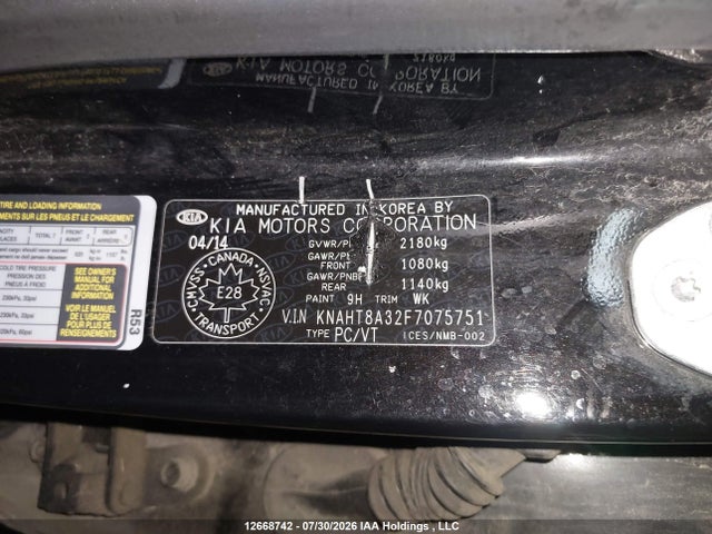 KNAHT8A32F7075751 KIA Rondo