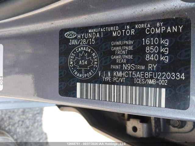 Hyundai ACCENT GS 2015 KMHCT5AE8FU220334 Image 9