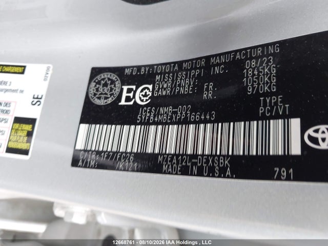 Toyota COROLLA SE 2023 5YFB4MBEXPP166443 Image 9