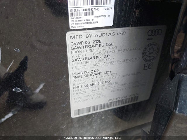 Продаж на аукціоні авто 2021 Audi Q3, vin: WA1EECF36M1002274, номер лоту: 12668769