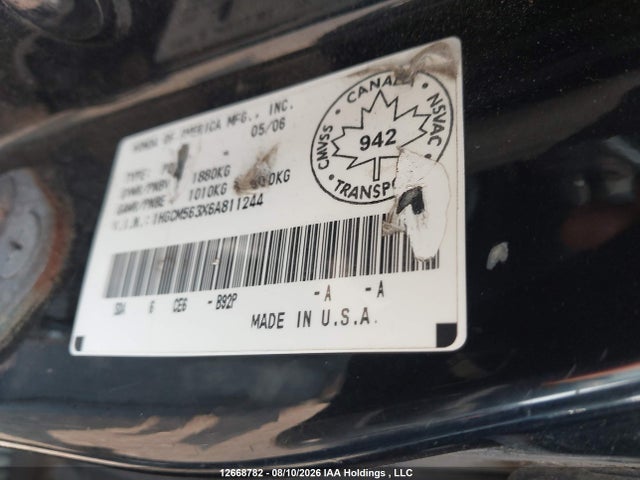 Продаж на аукціоні авто 2006 Honda Accord Se, vin: 1HGCM563X6A811244, номер лоту: 12668782