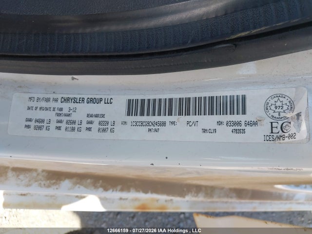 2012 Chrysler 200 Limited მანქანა იყიდება აუქციონზე, vin: 1C3CCBCG9CN245688, აუქციონის ნომერი: 12666159