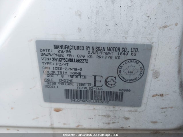 Nissan KICKS SV 2020 3N1CP5CV8LL552272 Image 9