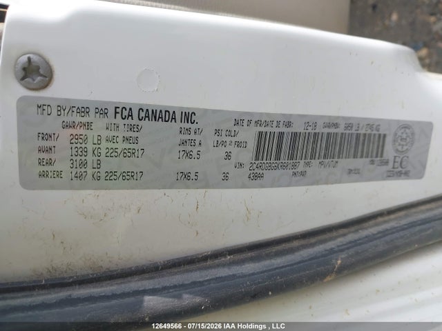 Dodge Grand Caravan Cvp/sxt 2019 2C4RDGBG6KR601887 Image 20