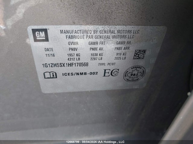 12668799 :رقم المزاد ، 1G1ZH5SX1HF170568 vin ، 2017 Chevrolet Malibu Premier مزاد بيع
