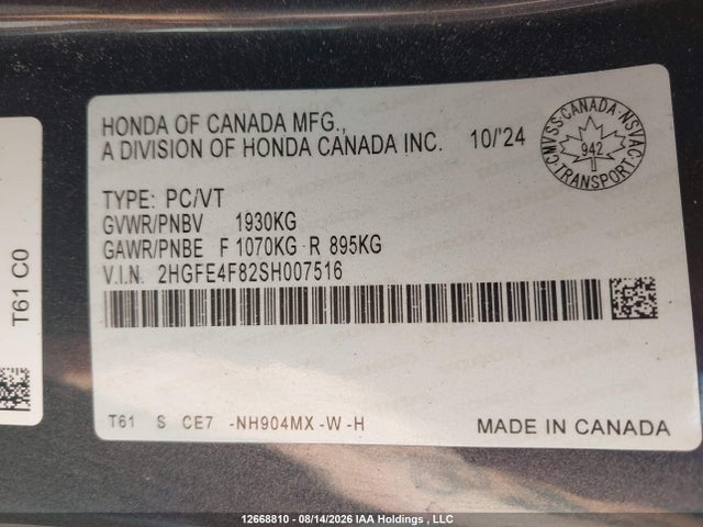 Honda Civic 2025 2HGFE4F82SH007516 Image 19